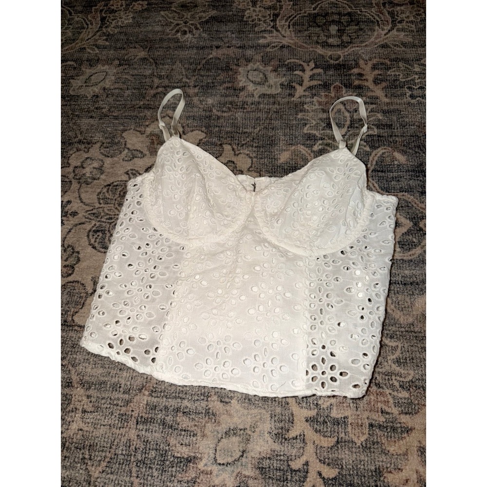 Princess Polly White Eyelet Lace Corset Tank Top